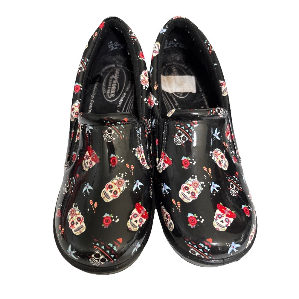 Halloween✨ Easy Work by Easy Street✨ Day of the Dead Slip On Clogs Mules Shoes - Picture 2 of 8